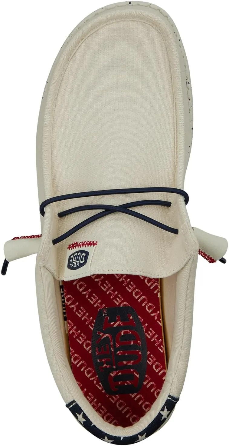 Мужские кроссовки HEYDUDE Wally Americana Off White, белый — фото 2
