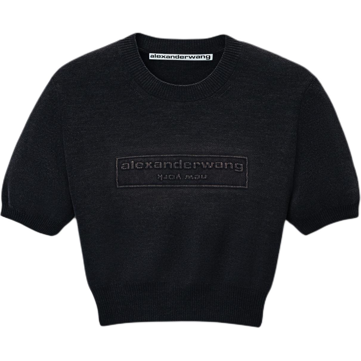 

Топ с коротким рукавом и тисненым логотипом Alexander Wang, черный