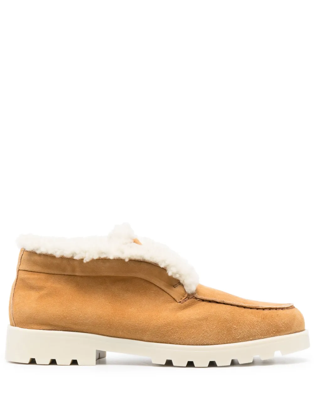 Лоферы с мехом Santoni, нейтральный