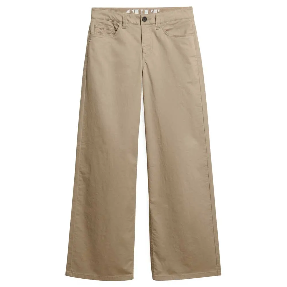 Брюки Superdry Mid Rise Baggy chino, бежевый — фото 3