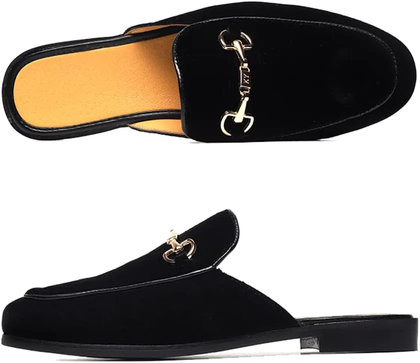 

Мужские туфли FLQL с бархатной отделкой, роскошной золотой пряжкой, слипоны, пенни-лоаферы, повседневные тапочки для курения, обувь для дома и улицы, черные, размеры 7-13, черный