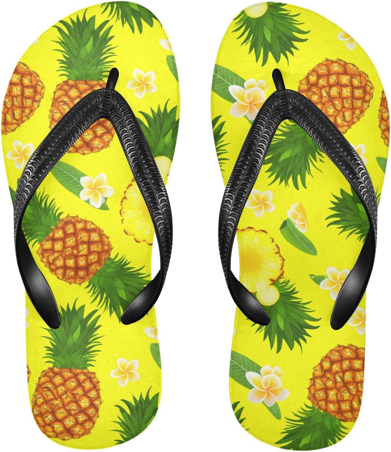 

Желтые пляжные шлепанцы с ананасовым принтом, резиновые нескользящие летние тапочки для женщин и мужчин Sinestour