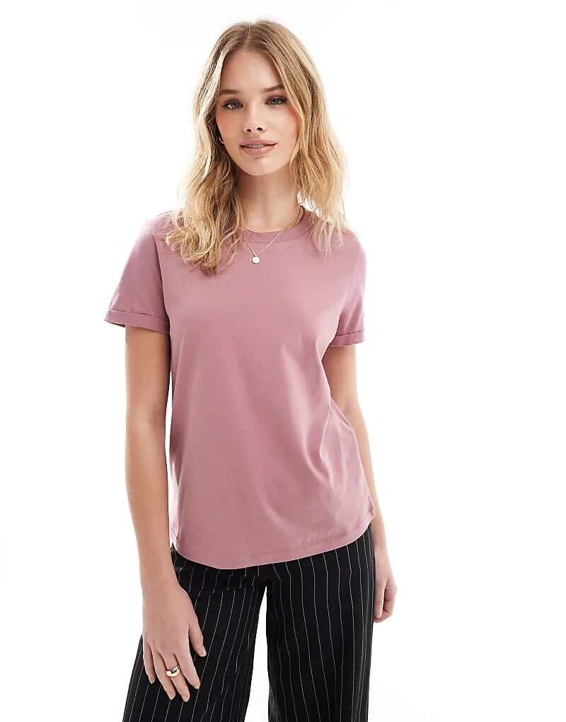 

Футболка с отворотом розового цвета Vero Moda