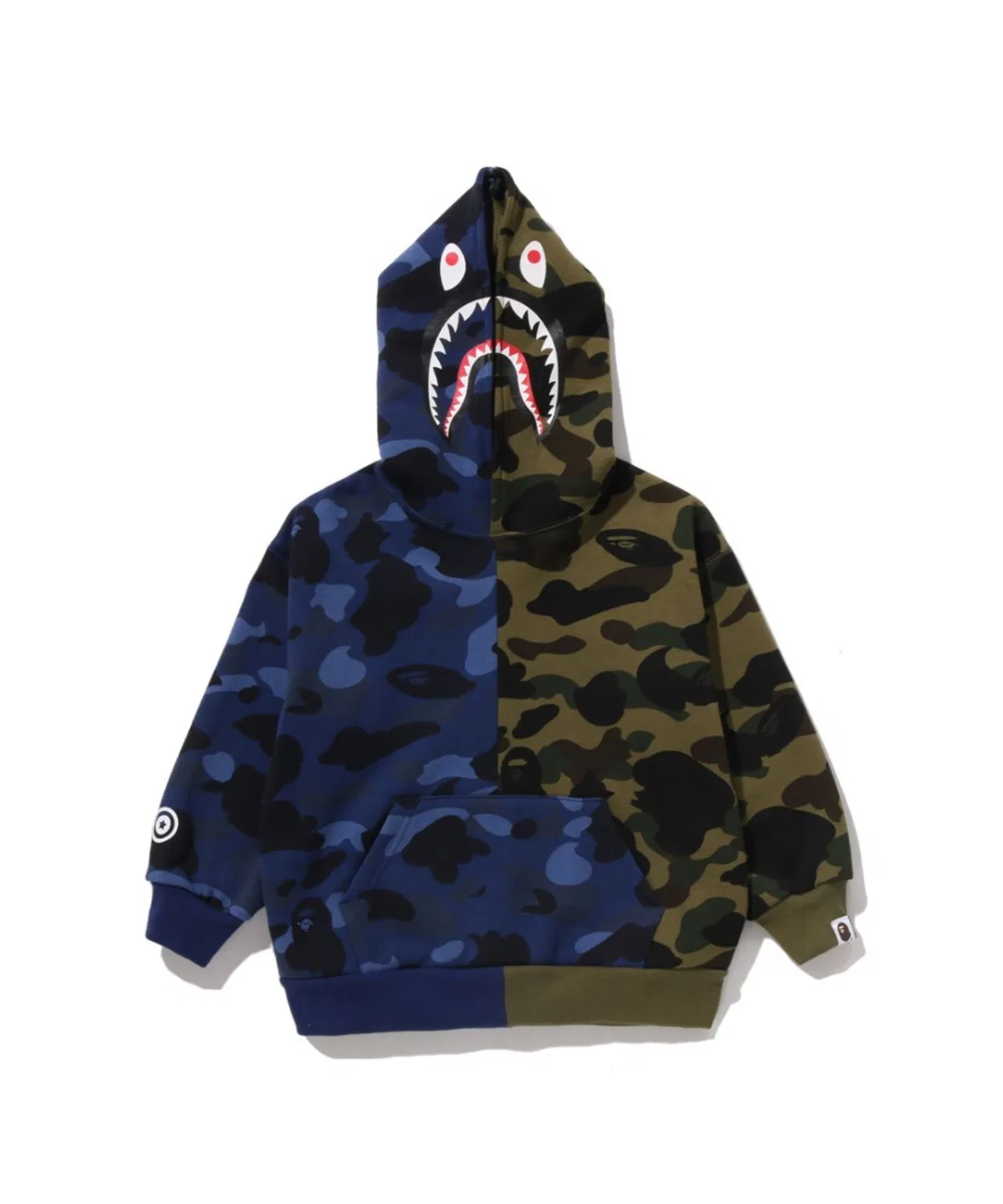 Худи оверсайз с камуфляжем BAPE SPLIT CAMO SHARK