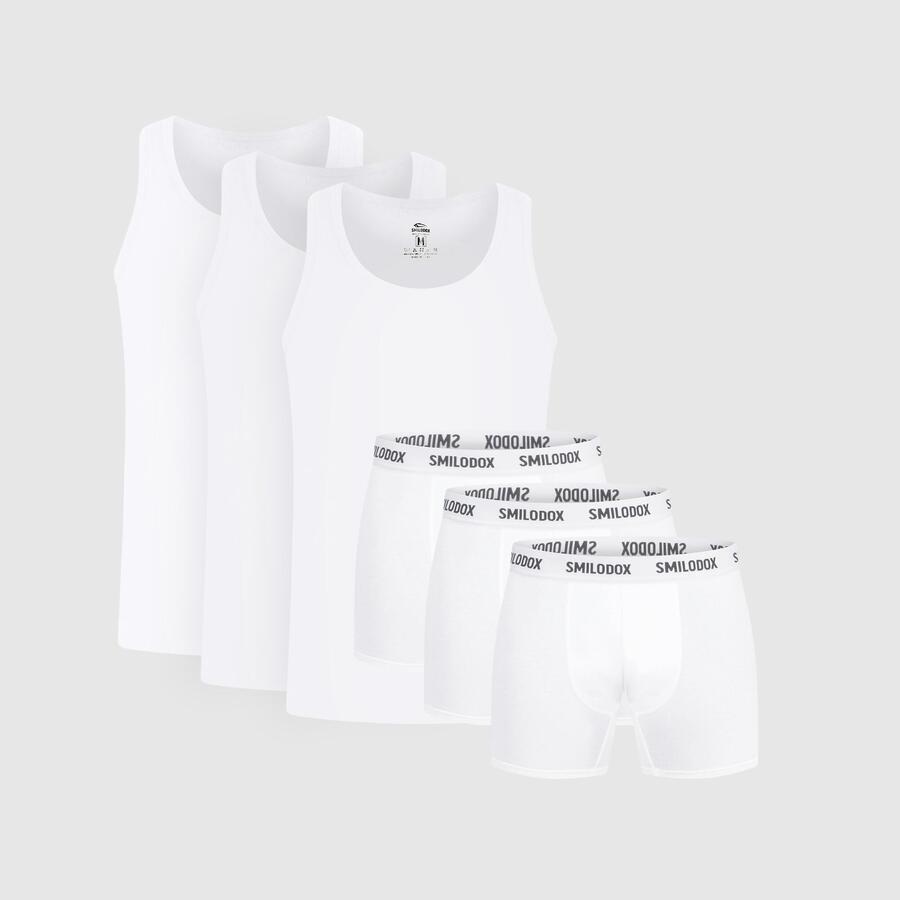 

SMILODOX Мужские боксеры и майки (3 шт.) из модала белого цвета