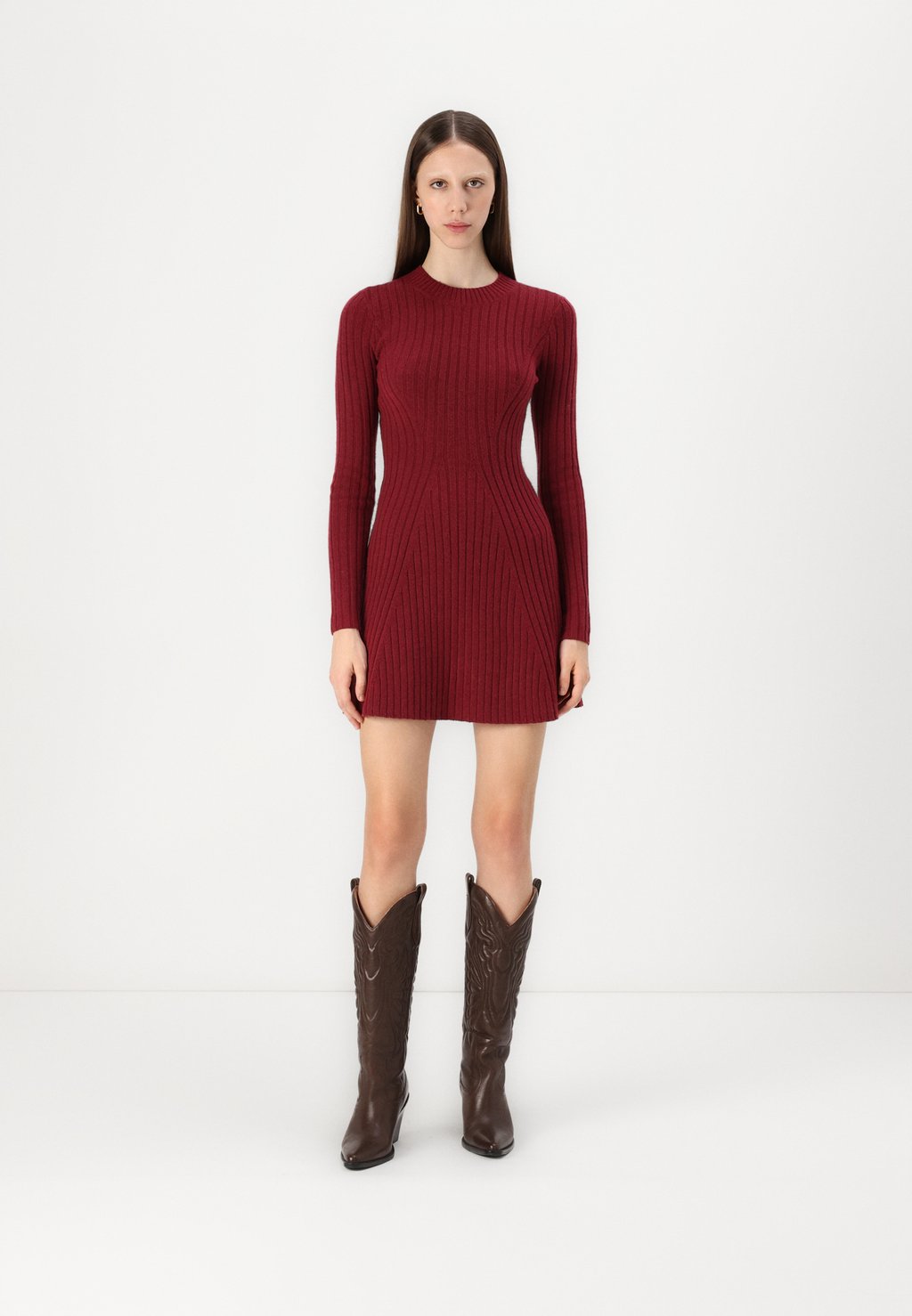 

Вязаное платье CREW SKATER MINI DRESS Hollister Co., темно-красный