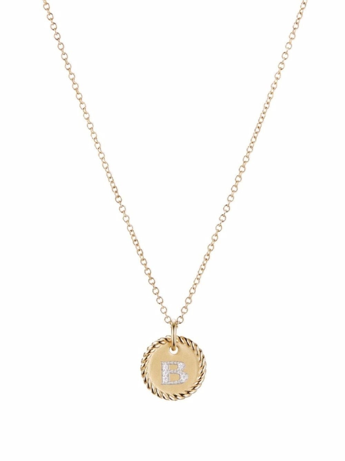

Колье B Initial Charm из желтого золота с бриллиантами David Yurman, золотой