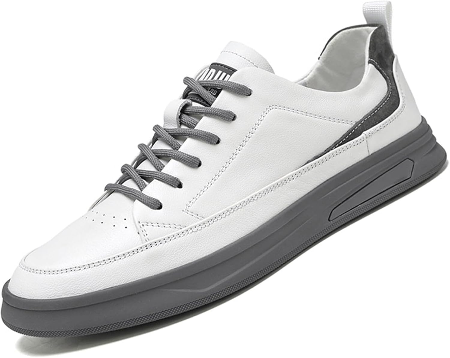 

Мужские мягкие кожаные модные низкие кеды классические с шнуровкой, повседневные нескользящие прогулочные кроссовки, легкие, износостойкие, плоские скейт-кеды Ptnoka, серый