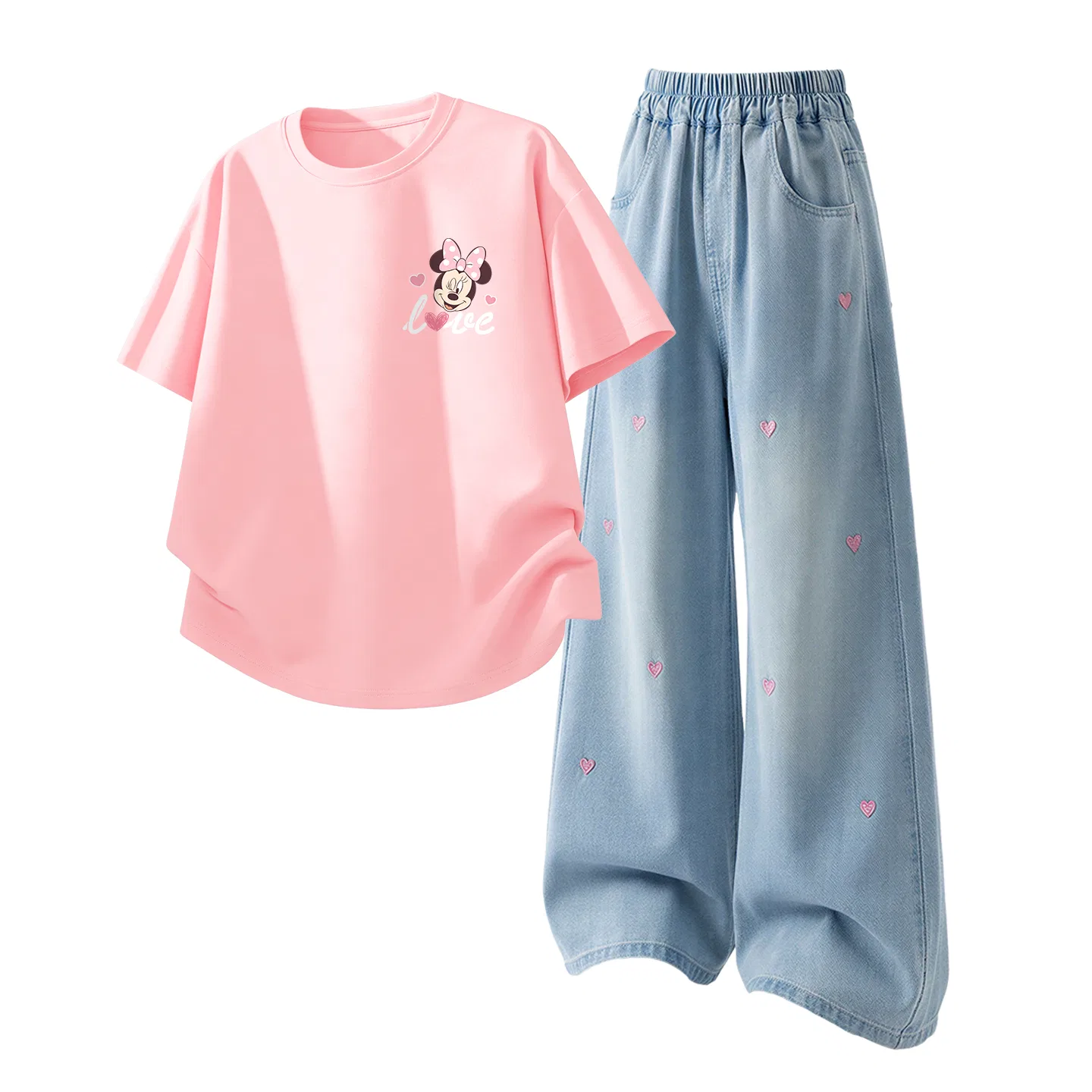 Детский спортивный костюм Casual Sportswear 2 Piece Set Disney, Dazzle Heart K Pink+Solid Color Denim Light Blue