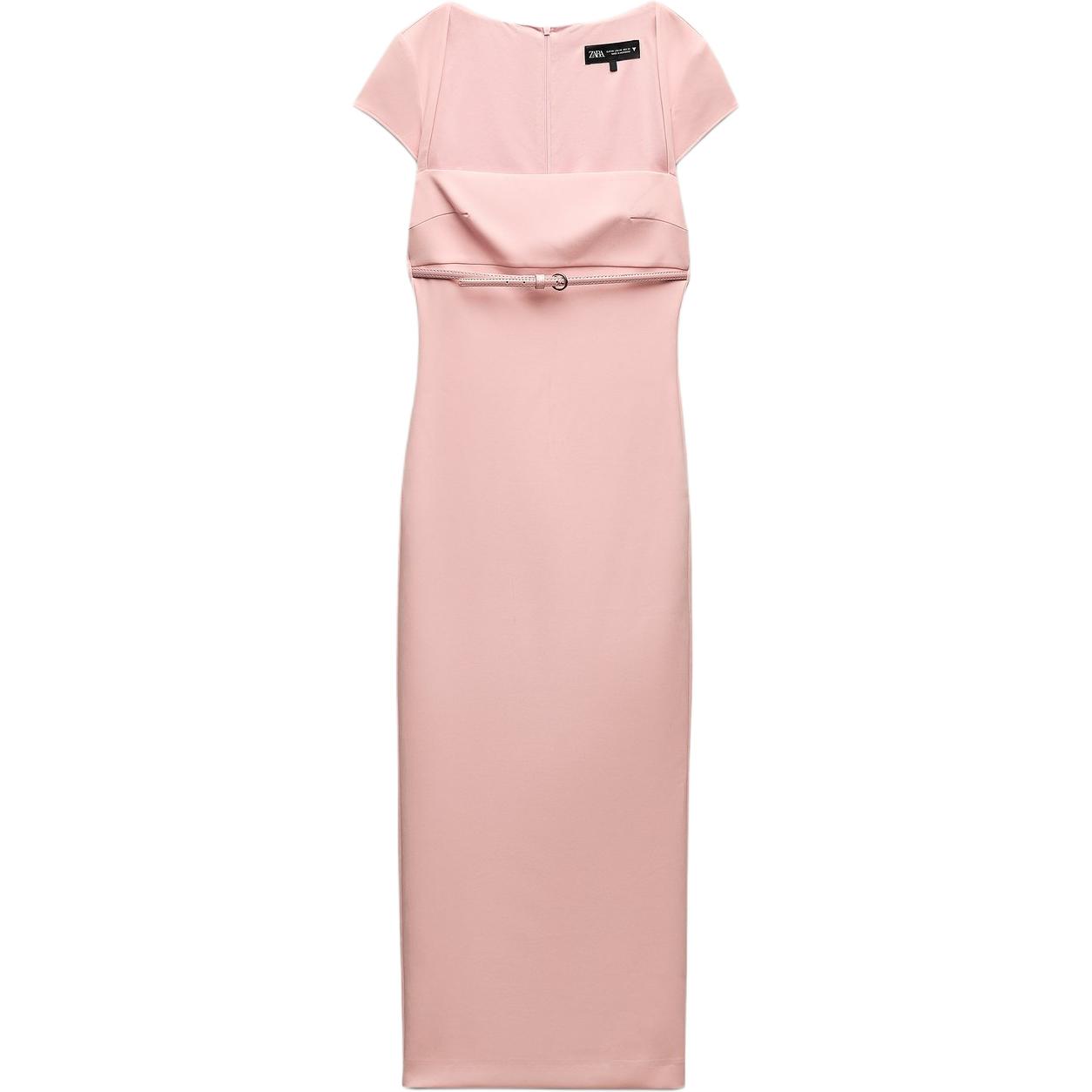 

Короткое платье с короткими рукавами розовое ZARA