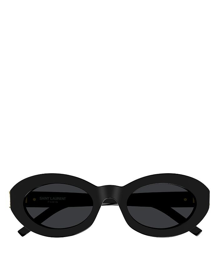 Овальные солнцезащитные очки Saint Laurent с монограммой на петлях, 52 мм, черный — фото 2