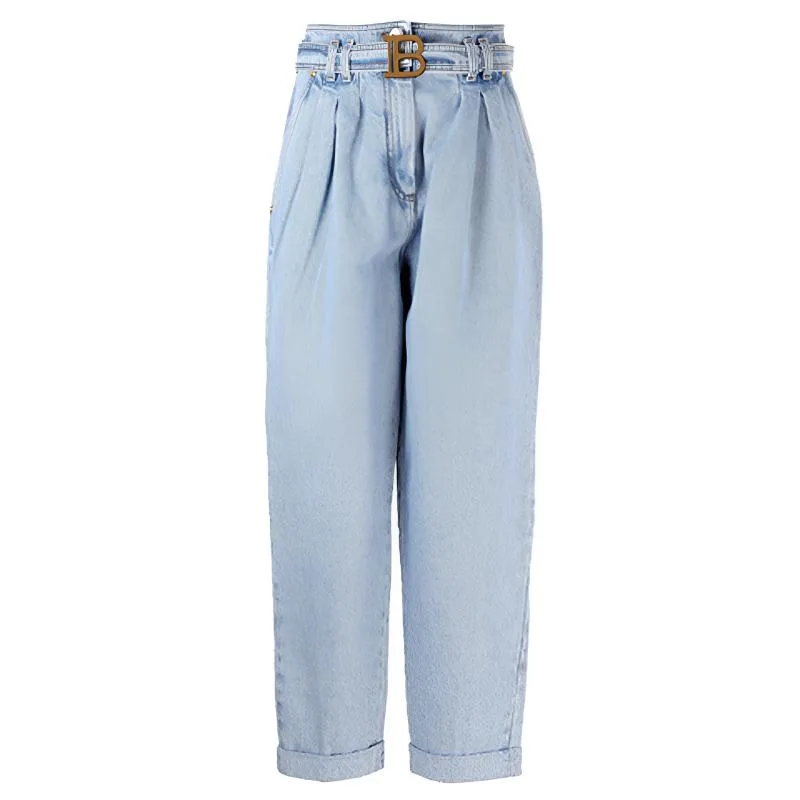 BALMAIN Джинсы Women's Blue Moderate Straight Fit