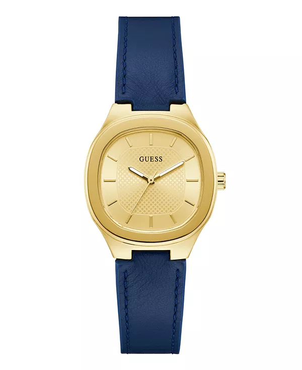

Женские аналоговые часы из золотисто-синей кожи, 32 мм Guess, gold