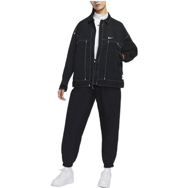 Куртка Nike SS22 Swoosh Back Logo Printing Woven, черный — фото 4