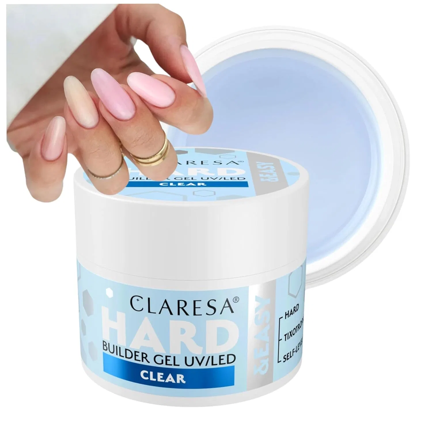 Прозрачный строительный гель для ногтей CLARESA HARD&EASY, 45 г Claresa, Klar — фото 2