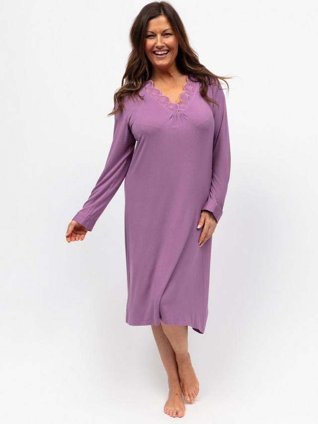 

Длинное ночное платье Lace Trm Jersey с длинными рукавами Cyberjammies, Mauve