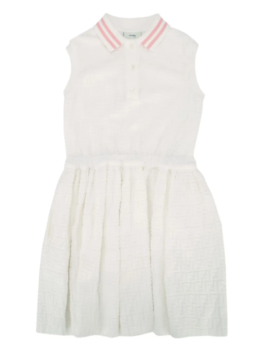 

Жаккардовое платье без рукавов с монограммой FF FENDI KIDS, белый