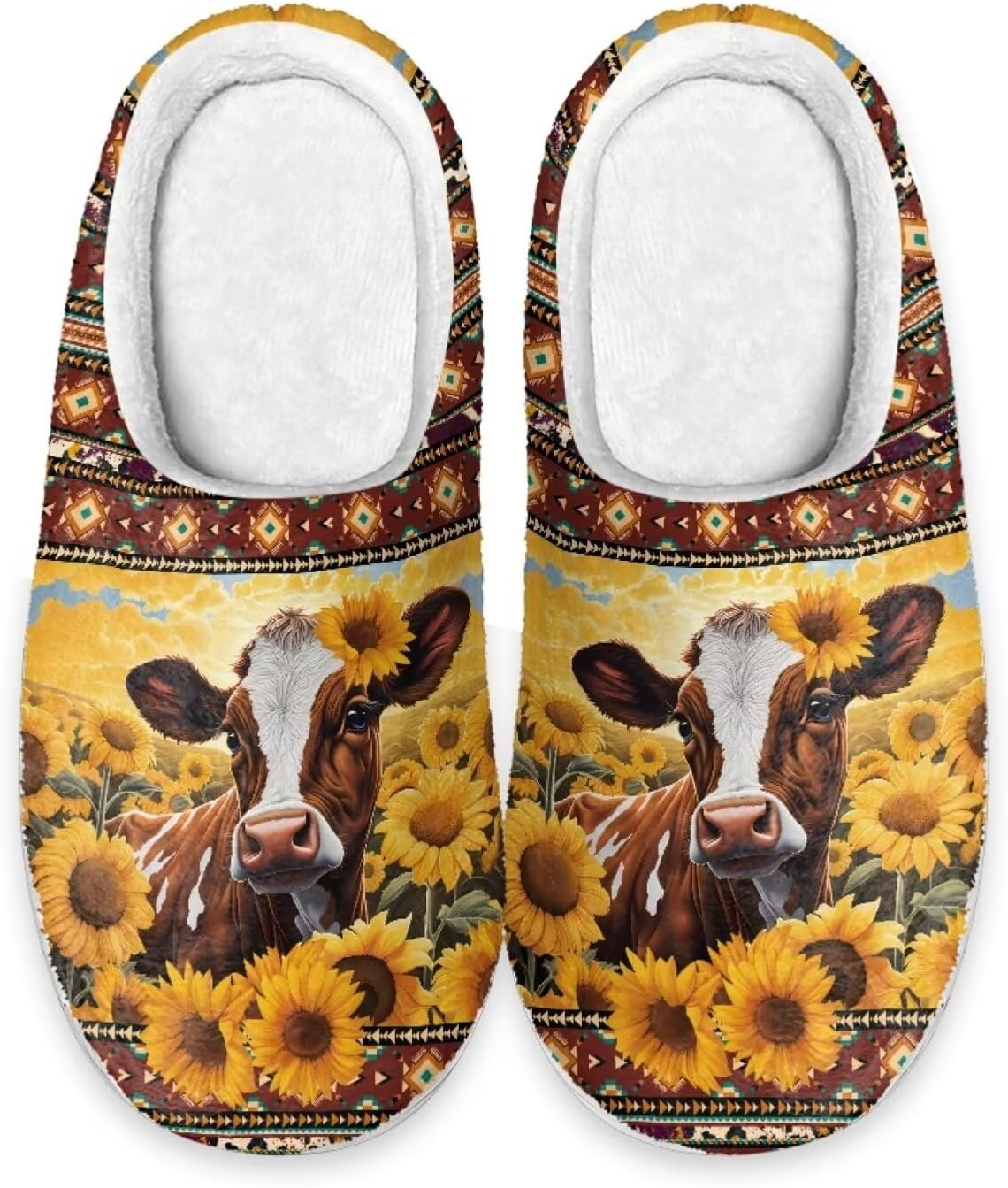 

Тапочки для дома Forchrinse с американским флагом для мужчин и женщин, мягкие и комфортные, теплые тапочки на осень и зиму, легкие, на скользящей подошве, South Cow Sunflower