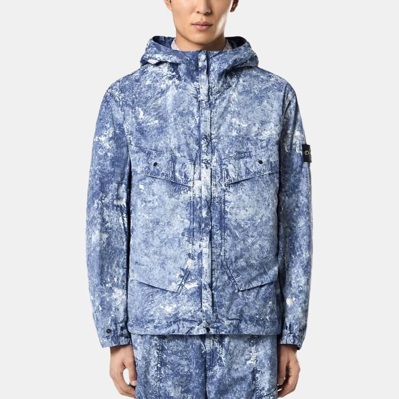 STONE ISLAND Белая пигментная куртка-стрейч с парашютным кроем, Ocean Blue — фото 4