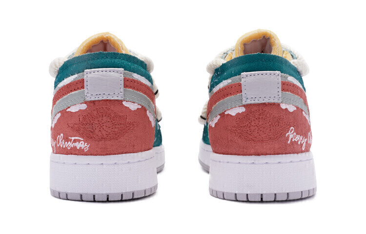 Кроссовки Air Jordan 1 Vintage Basketball Shoes Women's Low-Top White/Red/Green — фото 4