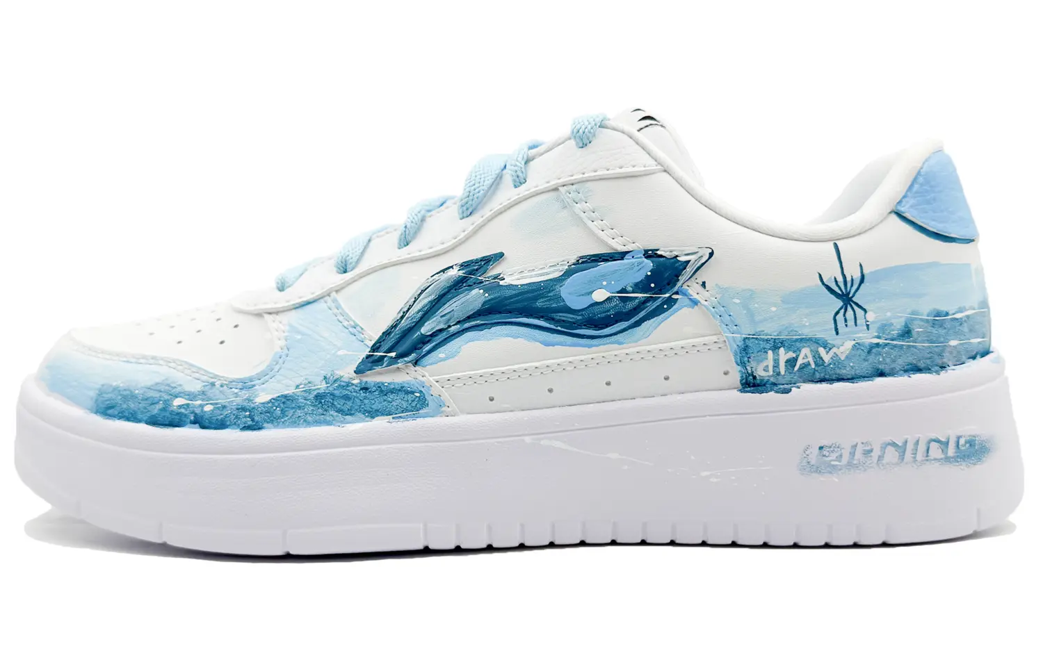 

Скользоустойчивые, износостойкие, дышащие низкие скейтерские кеды LiNing Pontoon Boats для мужчин сине-белые