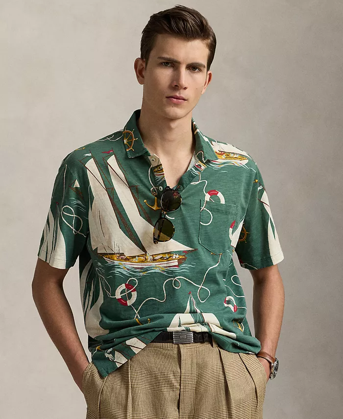 

Мужская классическая поло с принтом парусника Polo Ralph Lauren, зеленый