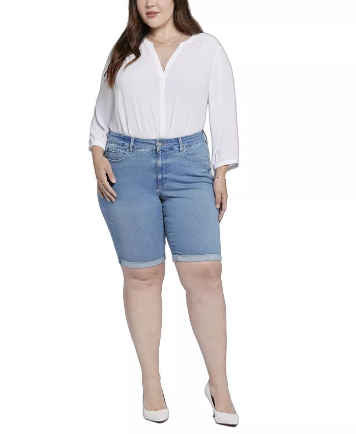 

Джинсовые шорты Briella Roll Cuff Plus Size NYDJ, синий