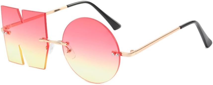 

Солнцезащитные очки без оправы с нестандартным дизайном, без буквы «NO», для мужчин и женщин, защита от ультрафиолета UV403, стильные очки в уличном стиле ENTHYI, Orange Yellow