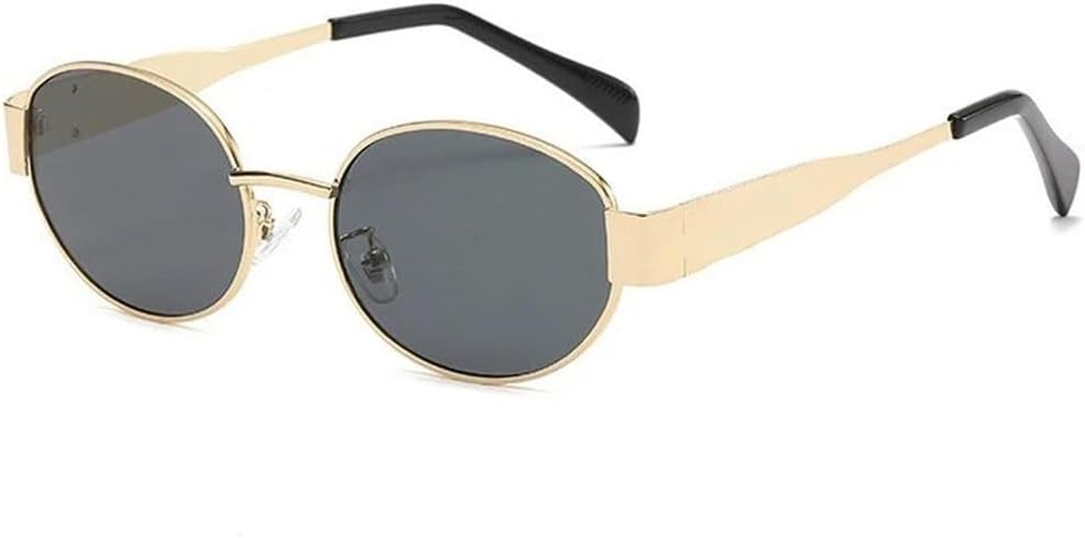 

Модные металлические овальные женские солнцезащитные очки в стиле панк, мужские солнцезащитные очки для активного отдыха, вождения и путешествий, женские очки с защитой от УФ-излучения UV400 HYYZZC, Gold Gray