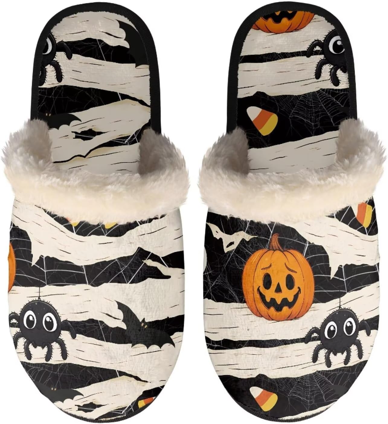 

Домашние тапочки COEQINE, мягкие и удобные, для дома, теплые, отличный подарок для всей семьи (тонкая подошва), размеры XS-XL, Pumpkin Spider Bandage