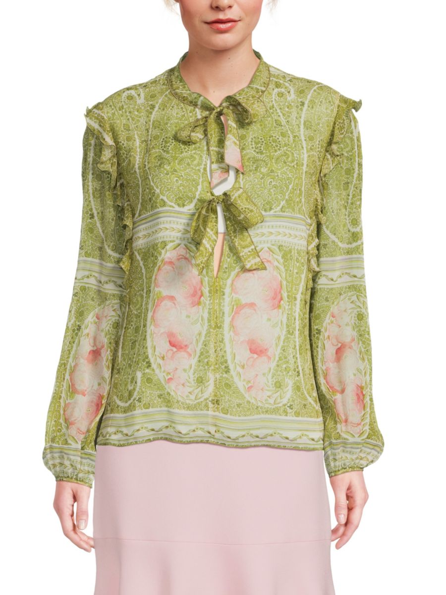 

Шелковая блузка с принтом Giambattista Valli, цвет Green Multi
