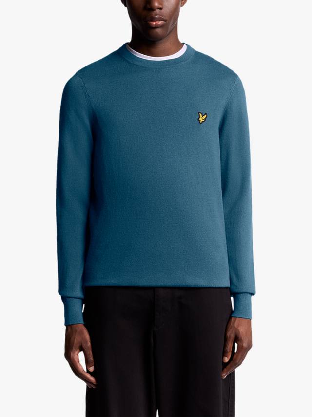 

Джемпер из хлопка и мериносовой шерсти с круглым вырезом Lyle & Scott, Deep Water