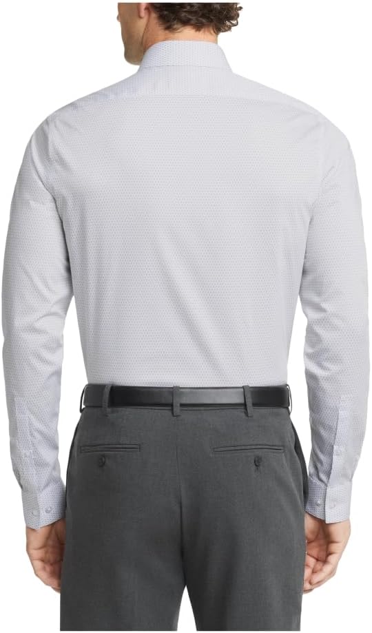 Мужская рубашка Calvin Klein Slim Fit с французскими манжетами, не требующими глажки, с узором «елочка», Gray — фото 2