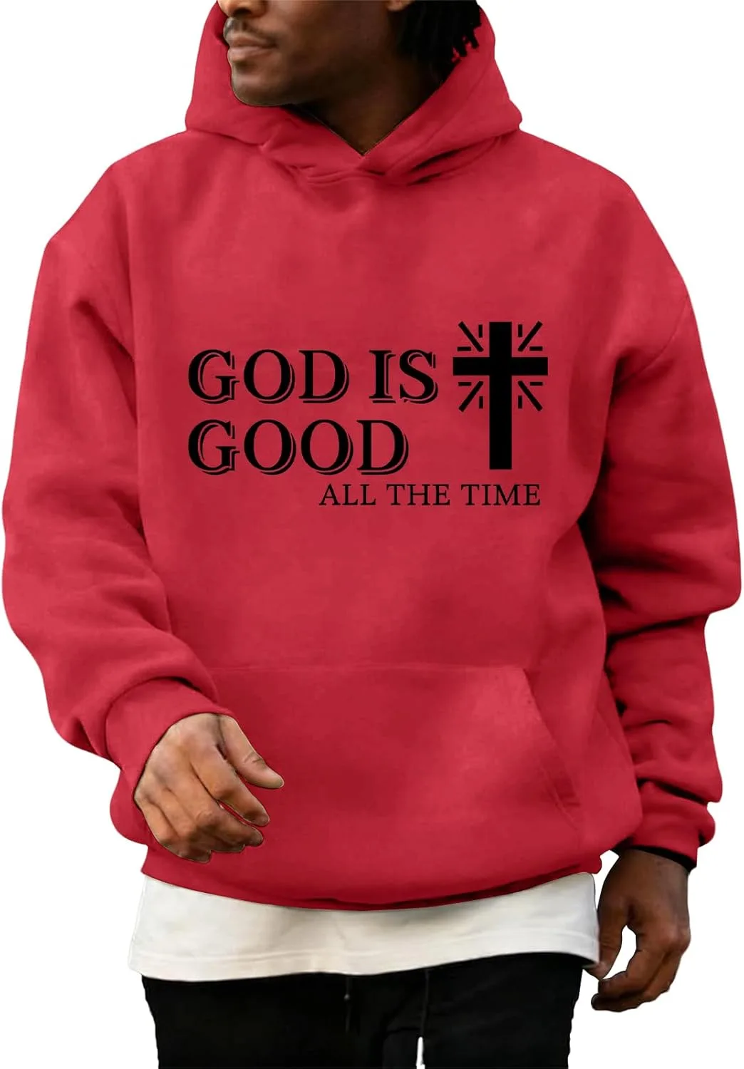 

Мужская худи Christian с принтом в виде креста, длинный рукав, с карманом FQZWONG