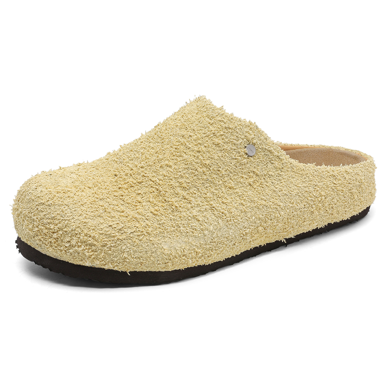 

V05 Мужские противоскользящие тапочки с резиновой подошвой, быстросохнущие, с закрытым носком, длинноворсовые, лимонно-желтые, цвет Long Hair Lemon Yellow[Men's]