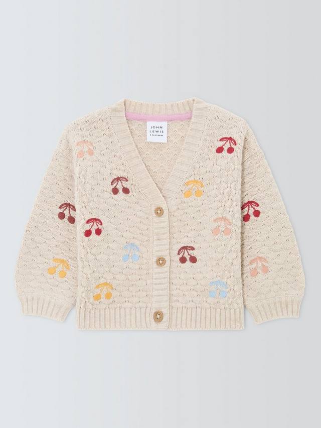 

Детский кардиган с вышивкой вишнями John Lewis, Natural