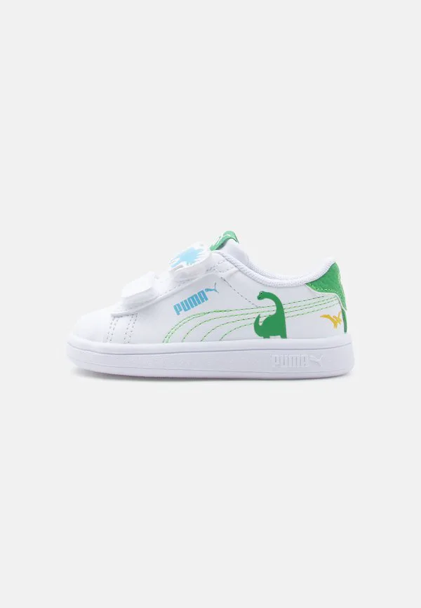 Кроссовки унисекс с динозаврами из smash 3.0 Puma, White/Green Fruit/Vibrant Blue — фото 2