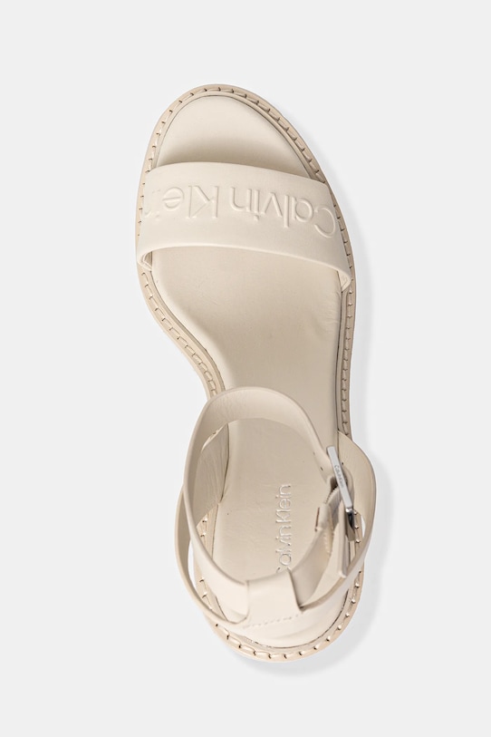 Кожаные сандалии Wedge Sandal 70 на платформе Calvin Klein, бежевый — фото 4