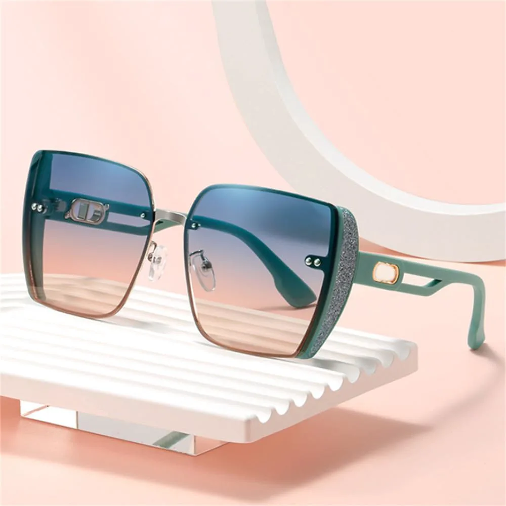

Поляризованные солнцезащитные очки для женщин в оправе, без оправы, в стиле ретро, ​​с защитой от УФ-излучения, женские солнцезащитные очки для улицы HDUBFY, Green