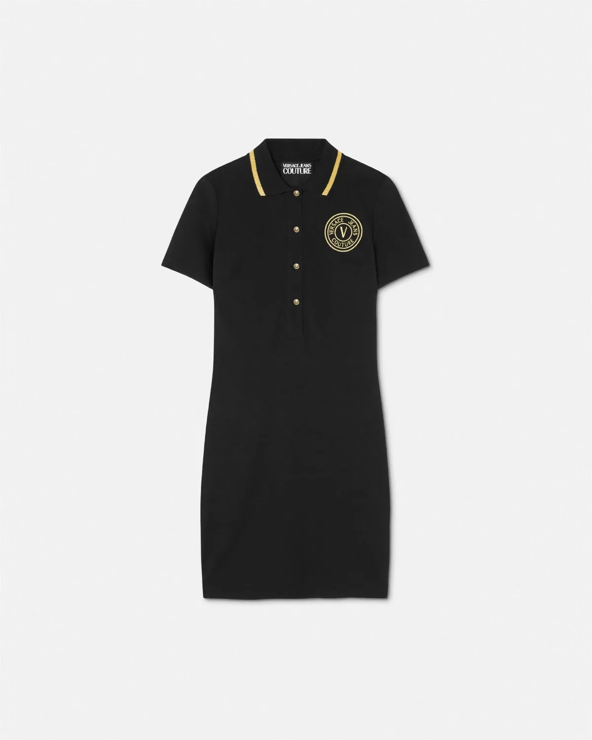 Платье-поло миди V-Emblem VERSACE, черный