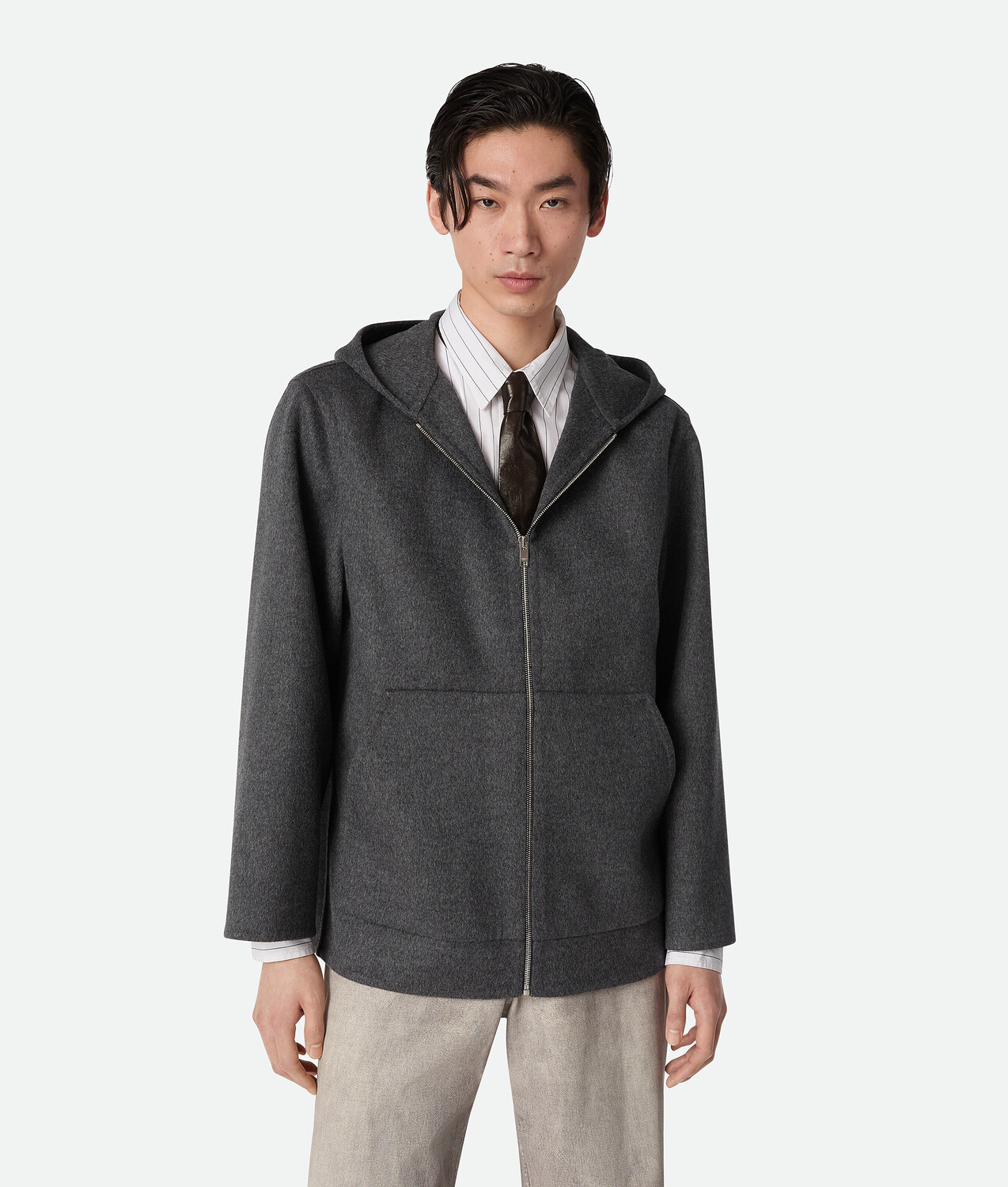 

Double face wool hoodie BOTTEGA VENETA, смесь угольных оттенков