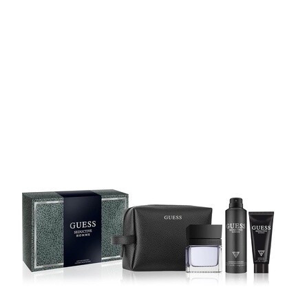 

Подарочный набор туалетной воды Guess Seductive Men Homme из 4 предметов — одеколон-спрей, 3,4 фл. унция, дезодорирующий спрей для тела 6,0 унций, гель для душа 3,4 жидк. Унция и мешочек