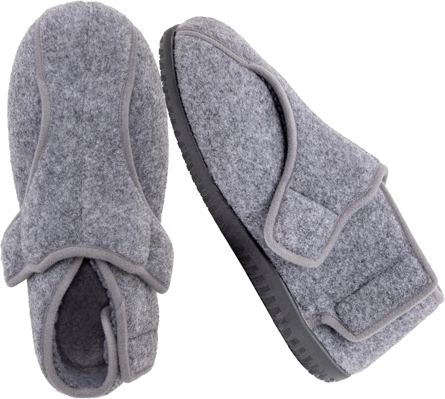 

Мужские тапочки для диабетиков с памятью формы, с регулируемой застежкой, широкие, удобные, теплые, для артрита и отеков, машинная стирка, с противоскользящей подошвой EUROPEAN SOFTEST, светло-серый