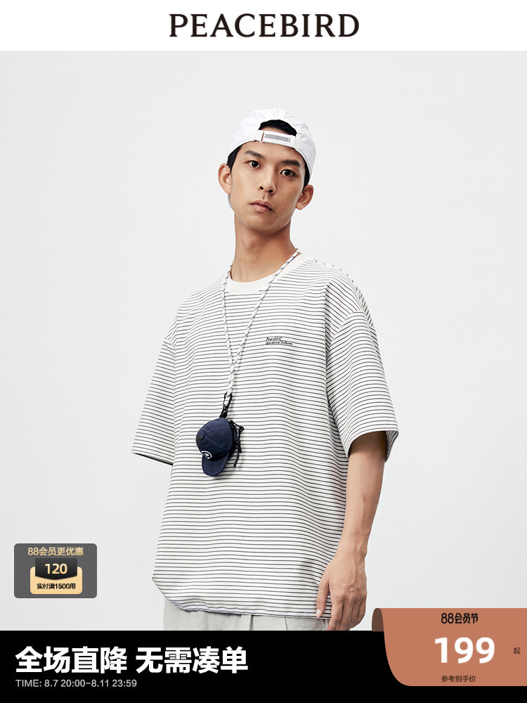 

Футболка мужская Peacebird с коротким рукавом, черно-белый