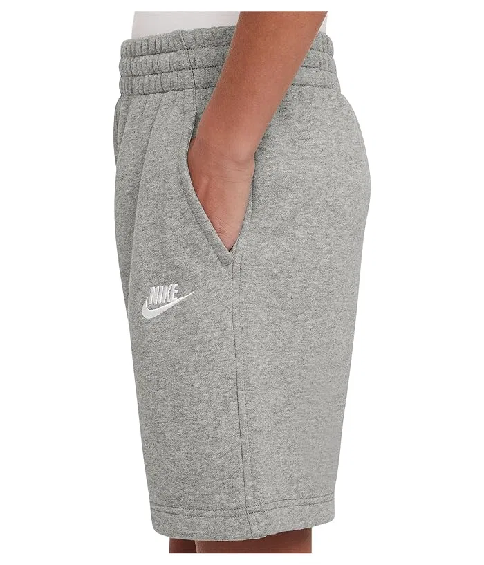 Шорты из флиса Sportswear Club Fleece Nike Kids, Dark Grey Heather/Base Grey/White — фото 3
