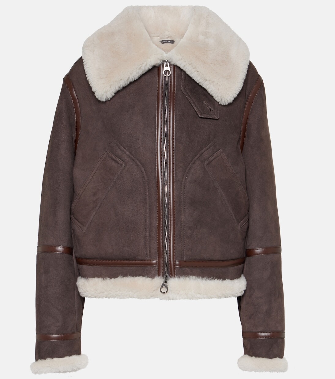 

Замшевая куртка с отделкой из овчины Loro Piana, коричневый
