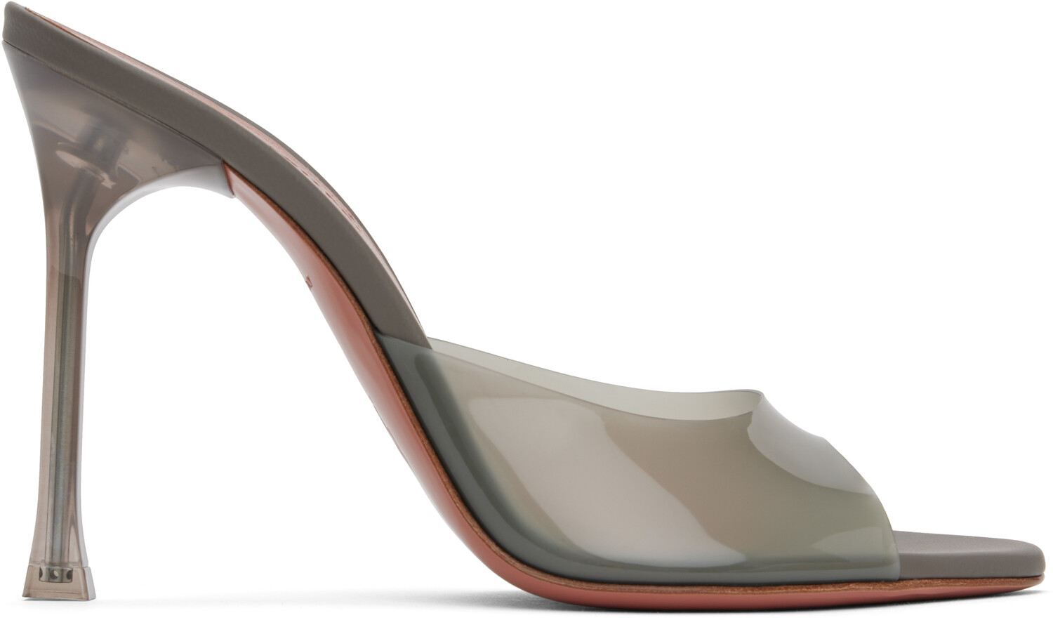 Серые босоножки на каблуке Alexa Glass Slipper 105 Amina Muaddi