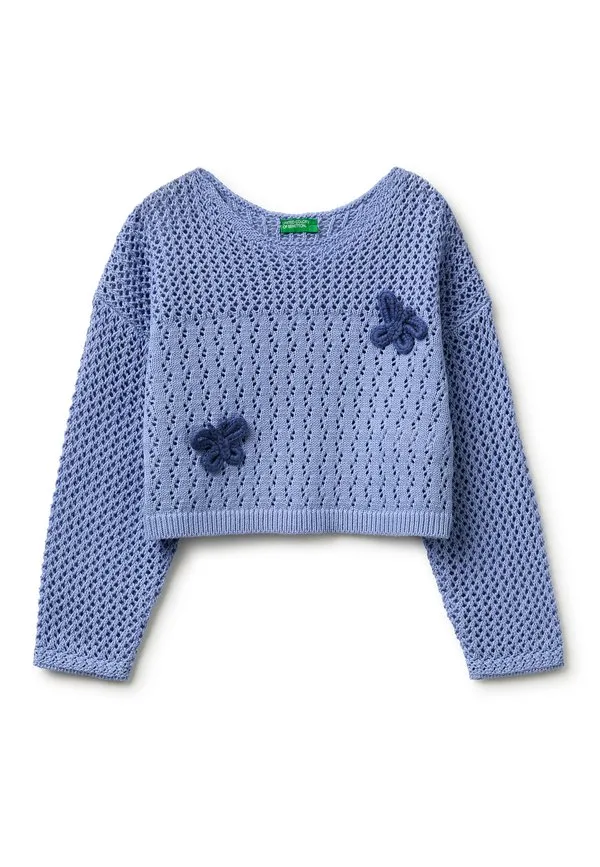 Ажурный свитер с бабочками. кардиган United Colors Of Benetton, Blue