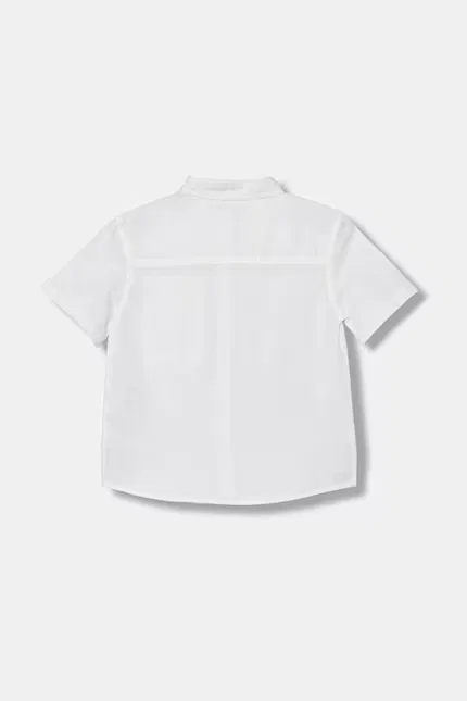 Классическая рубашка с хлопком и льном United Colors of Benetton, белый — фото 2