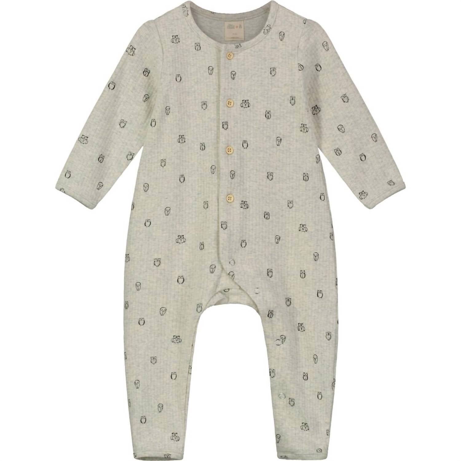 

Детский комбинезон Jowan в овсяном цвете с совами Ettie + h, Oatmeal With Owls